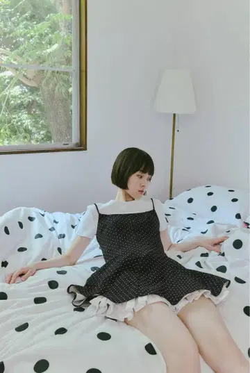 ZARA 도트 무늬 콤비 원피스