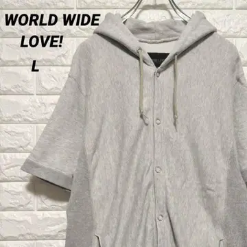 [ WORLD WIDE LOVE! ] 반팔 후드티 라이트 그레이 일본제