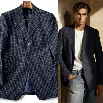 던힐 체크 테일러드 자켓 46 M~L