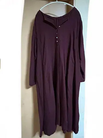 네스트로브 기모 린넨 버튼 원피스 네스트로브 다크 레드