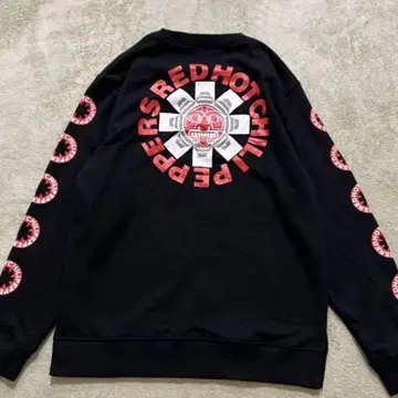 새상품 레드 핫 칠리 페퍼스 맨투맨 프린트 로고 렛치리 블랙 L