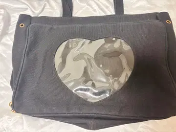 하트형 투명창 양면 이타백 토트백 블랙