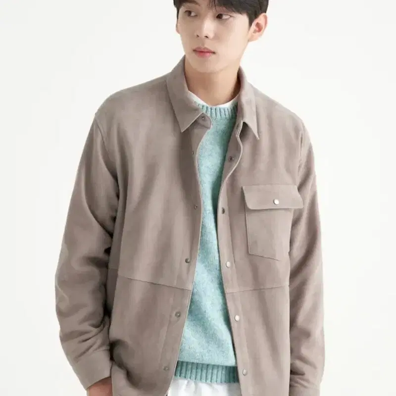 빈폴 스웨이드 리얼 염소가죽 셔츠형 오버핏 재킷 M(100)