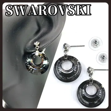 SWAROVSKI 스와로브스키 크리스탈 귀걸이 블랙 서클