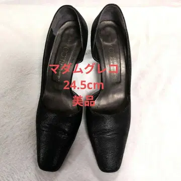 마담 그레코 블랙 가죽 하이힐