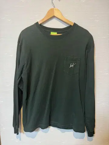 huf 다크 그린 긴팔 티셔츠 구제 의류