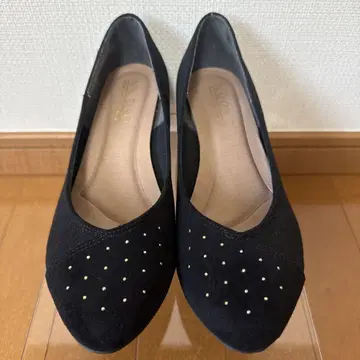 미사용급 NUOVO 스터드 장식 블랙 펌프스 약 3.5cm 힐