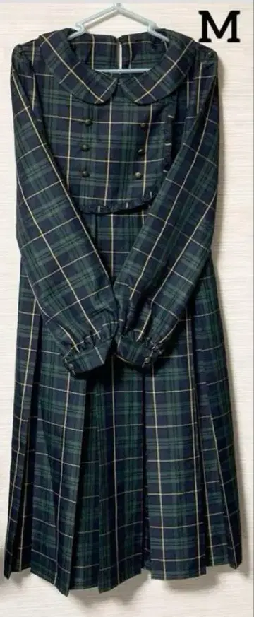 타탄 체크 원피스 아이돌풍 여성용 M 그린