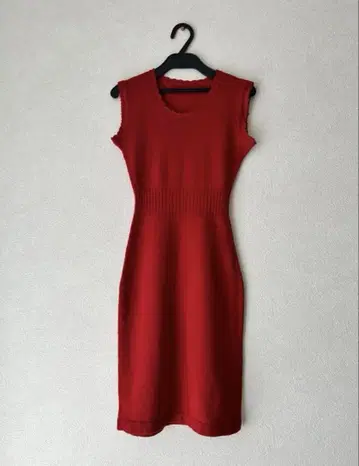 새상품급 슬리브리스 니트 원피스 레드 구제 의류 빈티지 리브