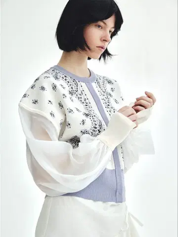 FURFUR 반다나 자카드 시어 가디건