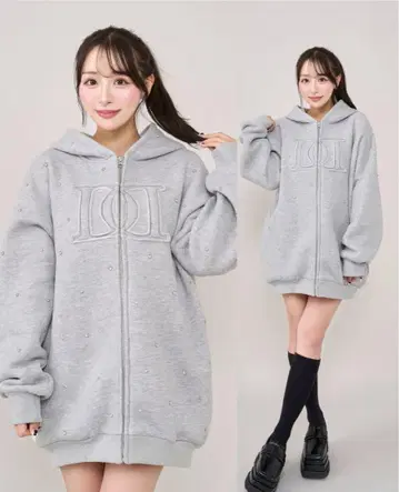 DD 로고 비쥬 지퍼 후드티 그레이 Darich 다리치