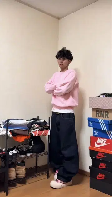 핑크 크루넥 스웨터 L 사이즈