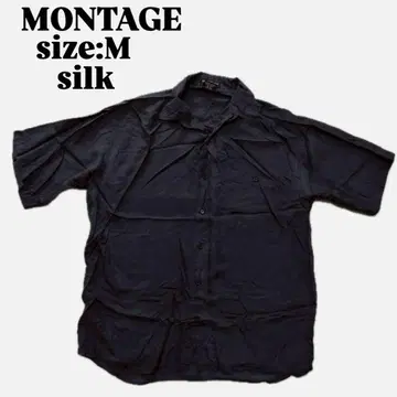 [ MONTAGE ] 몽타주 90s 실크 반팔 셔츠 블랙 ( M )