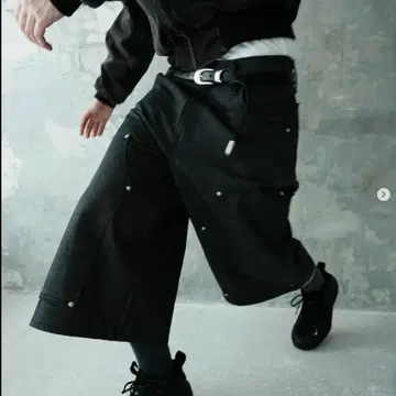 geeks DENIM DOWBLE KNEE HALF PANTS