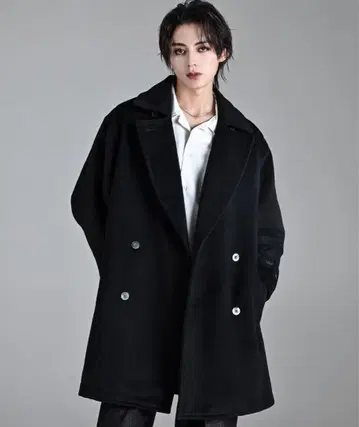[ 완판템 ] ADRER 비버 멜톤 오버 P 코트 블랙 M
