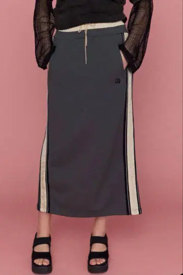 double waist side line jersey skirt