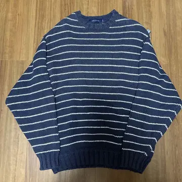NAUTICA 네이비 화이트 스트라이프 니트 두꺼운 원단 L