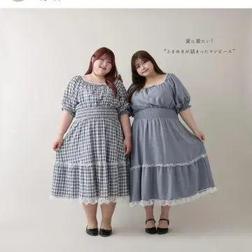 루오시 체크 무늬 롱 원피스 4L