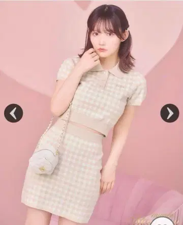 미셸 마카롱 michellMacaron 깅엄 체크 니트 셋업