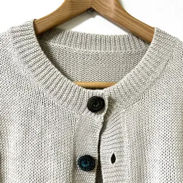 베이지 컬러풀 털실 버튼 반팔 니트 가디건 mimosalip