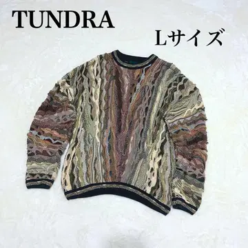 90s 빈티지 TUNDRA 올 패턴 3D 니트 스웨터 L 사이즈