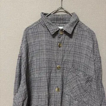 야드플러스 글렌 체크 셔츠(M) 그레이 캐주얼 루즈핏