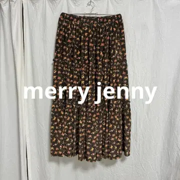merry jenny 미니 꽃무늬 flower 벨로아 캉캉 스커트 브라운