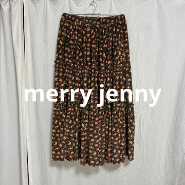 merry jenny 미니 꽃무늬 flower 벨로아 캉캉 스커트 브라운