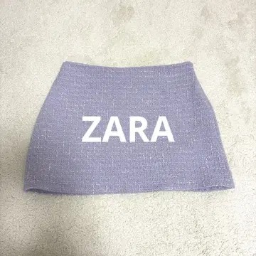 ZARA 자라 트위드 미니 스커트 퍼플 핑크 라이트 블루 사이즈 L