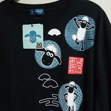 새상품 숀더쉽 3L 블랙 T셔츠 일본풍 패턴