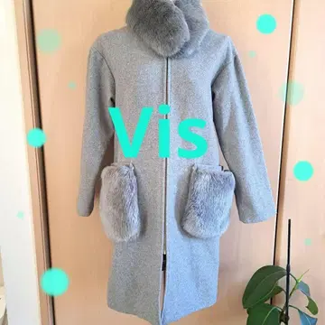 Vis 273 새상품급 퍼 그레이 롱 코트