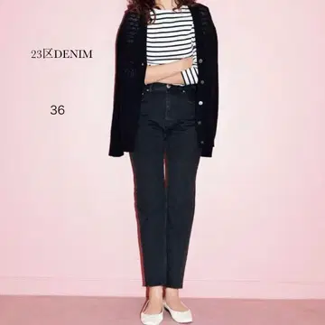 23구 DENIM 하이라이즈 컷오프 데님 팬츠 36 블랙