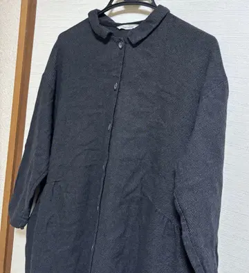 블루 위로 귀여운 옷깃 오버 사이즈 롱 원피스