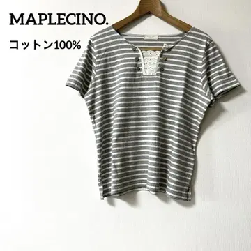 스트라이프 반팔 T셔츠 버튼 MAPLECINO.