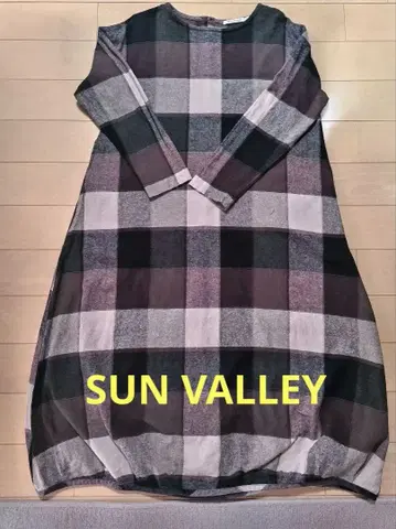 SUN VALLEY 윈터 린넨 블록 체크 롱 원피스 M
