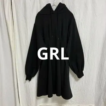 GRL 그레일 맨투맨 미니 원피스 후드티 블랙 블랙