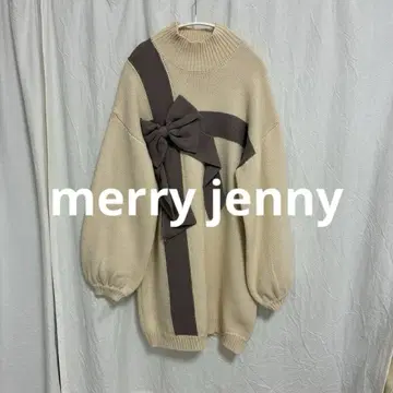 merry jenny 선물 리본 니트 원피스 베이지