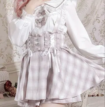 NOEMIE 더블 스핀들 레이스업 서스펜더 치마바지 페일 핑크 완판템