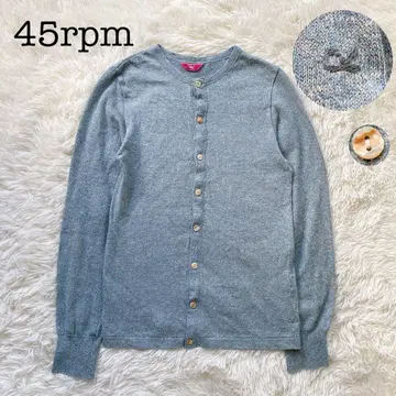새상품급 45rpm 코튼 가디건 자수 스카이블루 긴팔 일본제 사이즈 1