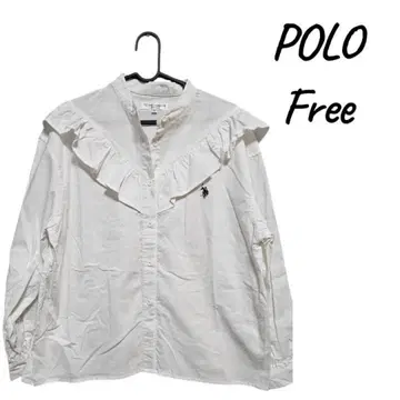 [새상품급] POLO 프릴 긴팔 노카라 셔츠 Free 화이트