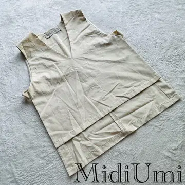 MidiUmi [ M ] 베이지 V넥 슬리브리스 베스트 상의