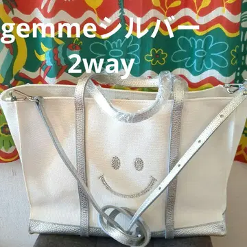 새상품급 gemme 제미 스마일 토트백 실버 2way