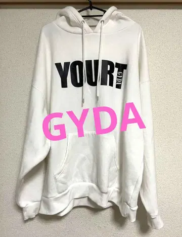 GYDA 화이트 프론트 프린트 후드티