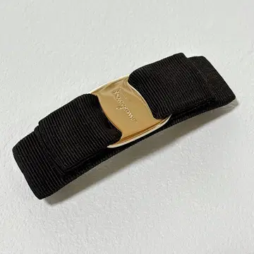 살바토레 페라가모 바라 리본 머리핀 골드 블랙
