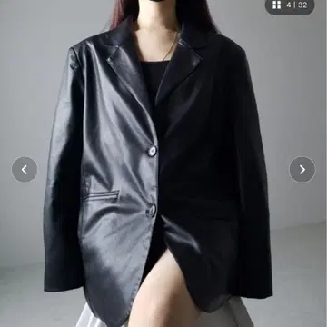 me+em select 블랙 가죽 오버 사이즈 자켓