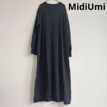 MidiUmi 울 혼방 얇은 소재 니트 원피스 그레이 롱 기장