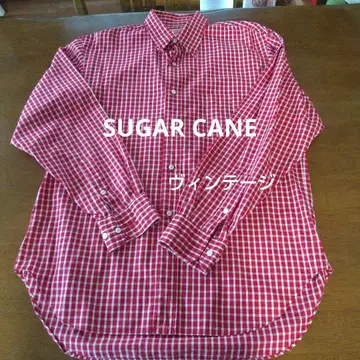 SUGAR CANE 레드 화이트 체크 긴팔 셔츠 L 동양 엔터프라이즈