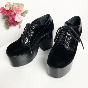 세일 중 제프리 캠벨 통굽 밑창 벨벳 신발 36 블랙