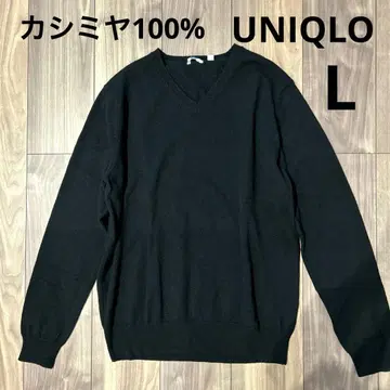 [ 남성용 L ] UNIQLO 캐시미어 니트 V넥 블랙 유니클로