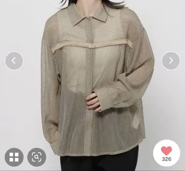 스트라이프 프린지 시어 셔츠 니코앤드